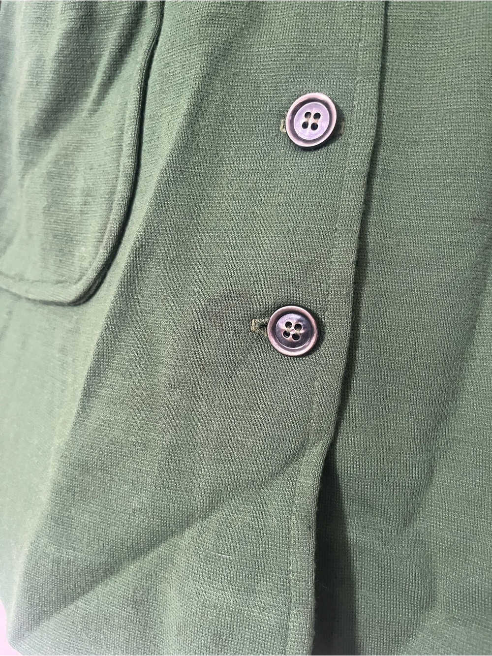 Green Button-Front Ruffle Sleeve Dress - Picture 3 of 5